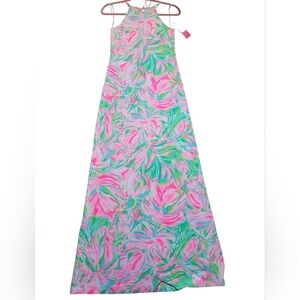 Lilly Pulitzer Pink and Green Leaf Pattern Dress